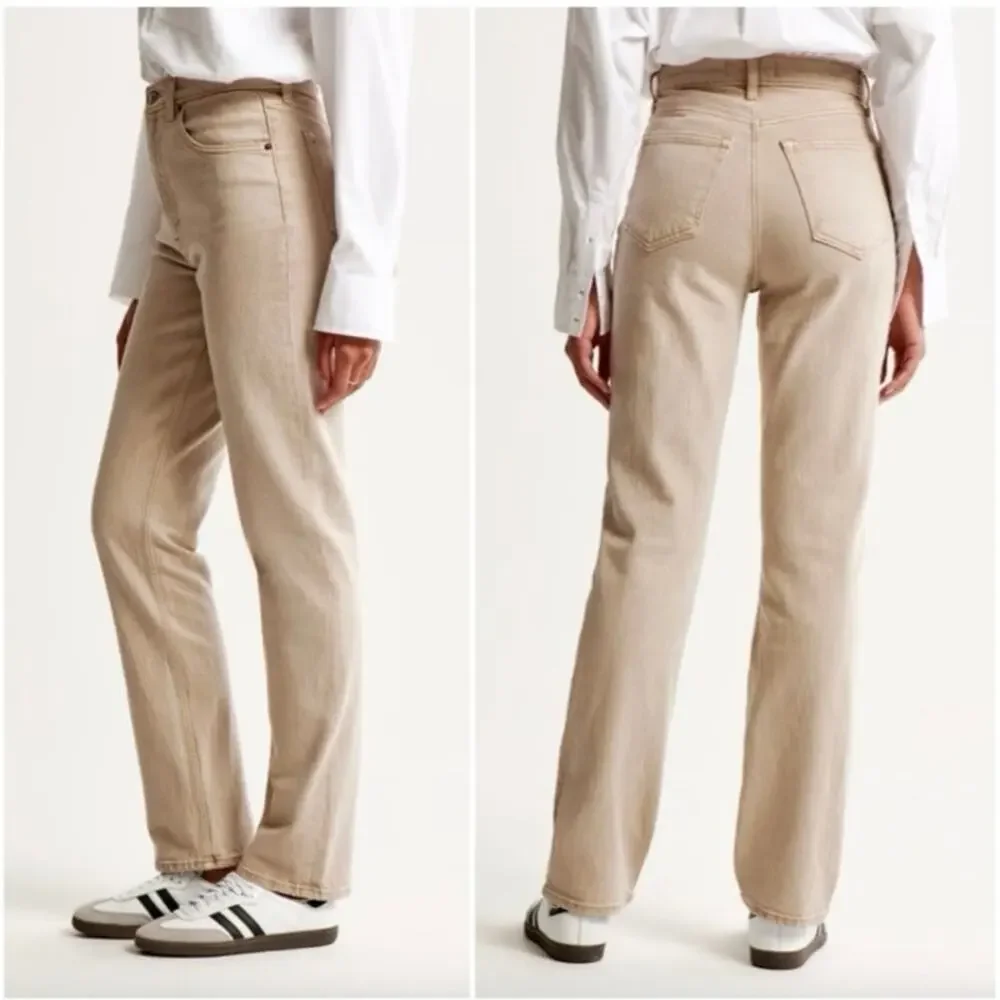 Abercrombie & Fitch The 90s Straight Ultra High Rise Jeans Oat Tan - Size 34/18